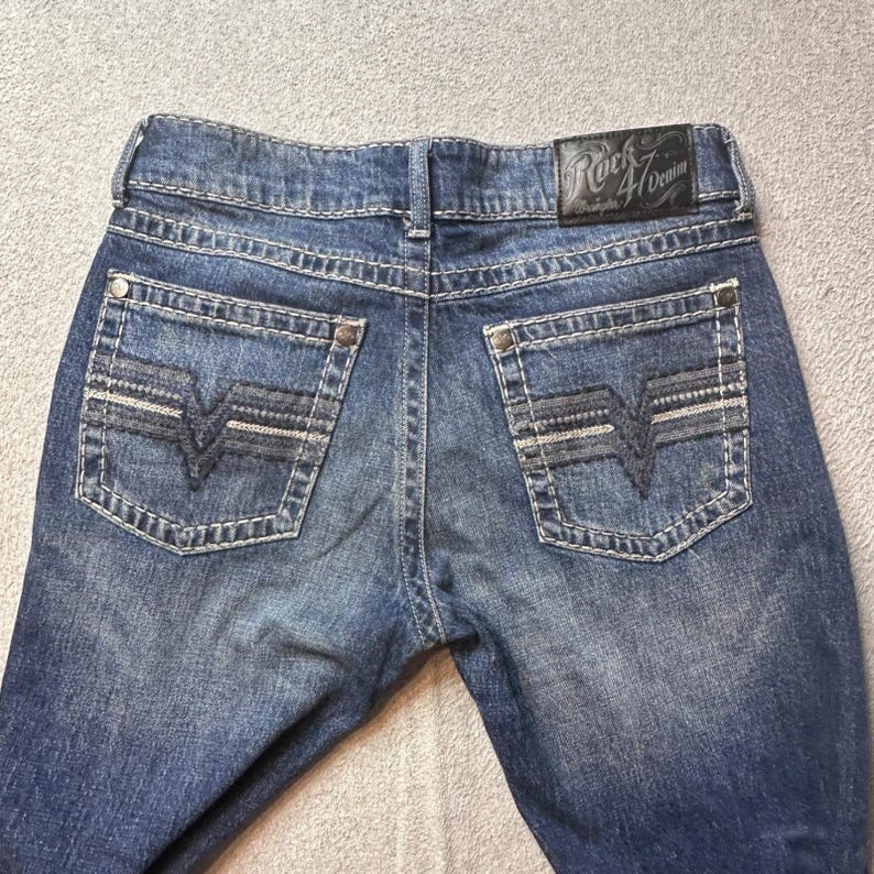 Wrangler Jeans Womens 32 Blue Rock 47 Slim Straight Contrast Stitch Denim image 5