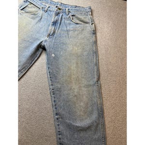 Vintage Wrangler Mens Jeans 34x30 (32x29) Light Wash Denim Relaxed Fit Made USA image 9