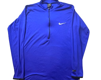 Vintage Nike Andre Agassi Quarter Zip Mens M Blue Dri-FIT Tennis Pullover USA