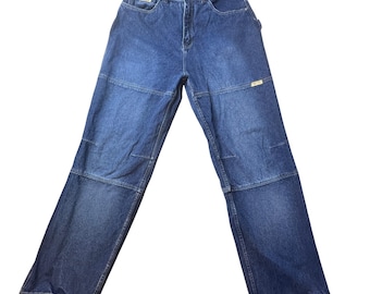 VTG Brooklyn Xpress Jeans Mens 34x33 Blue Carpenter Double Knee Wide Leg Denim