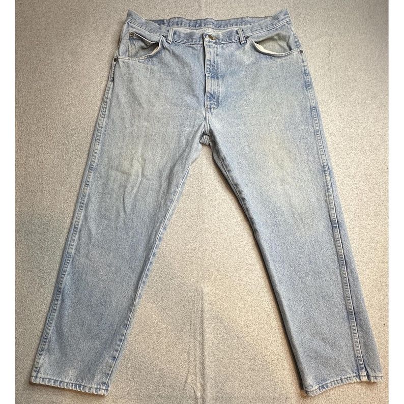 Vaqueros holgados vintage Wrangler 96501SL para hombre, 36 x 30, lavado claro, azul, EE. UU., años 90 imagen 2