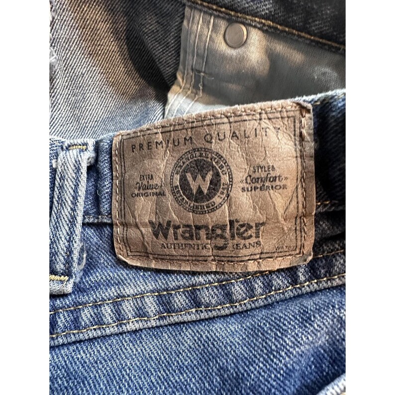 Vintage Wrangler 9760WDR Relaxed Straight Jeans Mens 36x29 Blue Denim 90s image 14