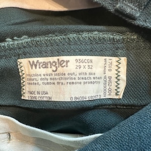 Vintage Wrangler-jeans heren 29 x 32 (27 x 30) groen cowboy-snit slim-fit 936CGN denim afbeelding 3