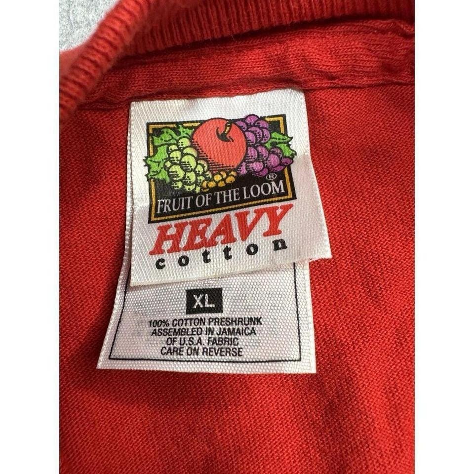 VINTAGE Fruit of the Loom Shirt Adult Extra Large Red Heavy Cotton