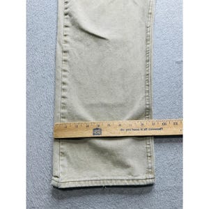 VTG Wrangler Jeans Mens 33x27 Khaki Tan Hero Originals Straight Leg Stained image 13