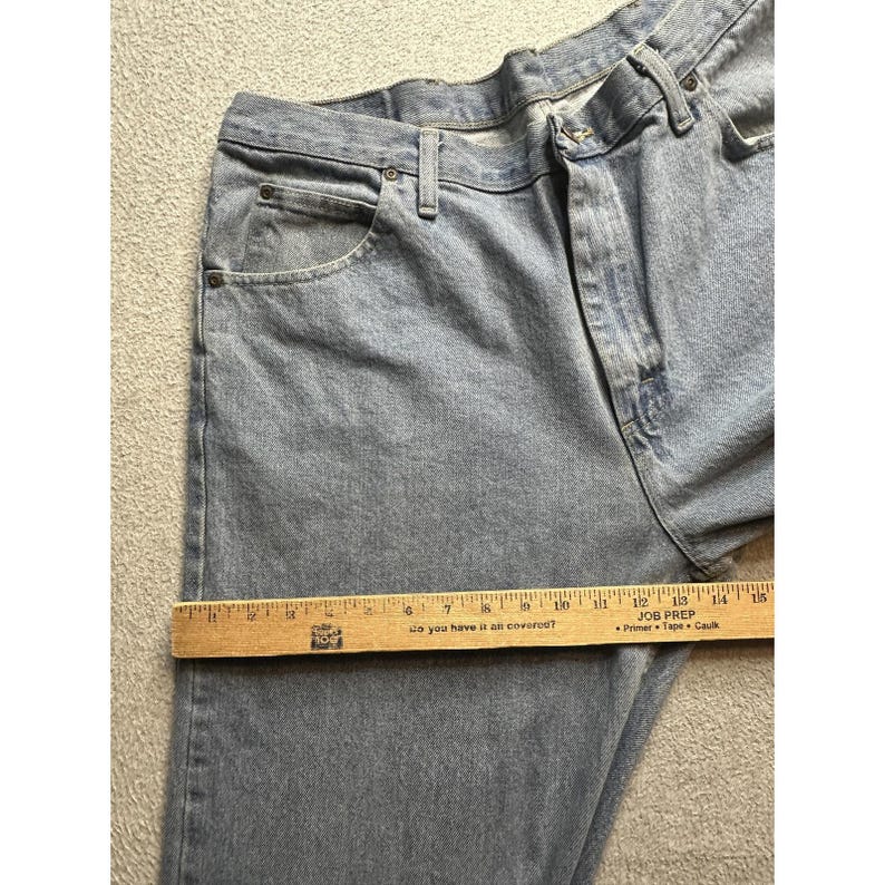 Wrangler Jeans Mens 38x34 (37x32) Light Wash Blue Straight Leg Denim Comfort image 5