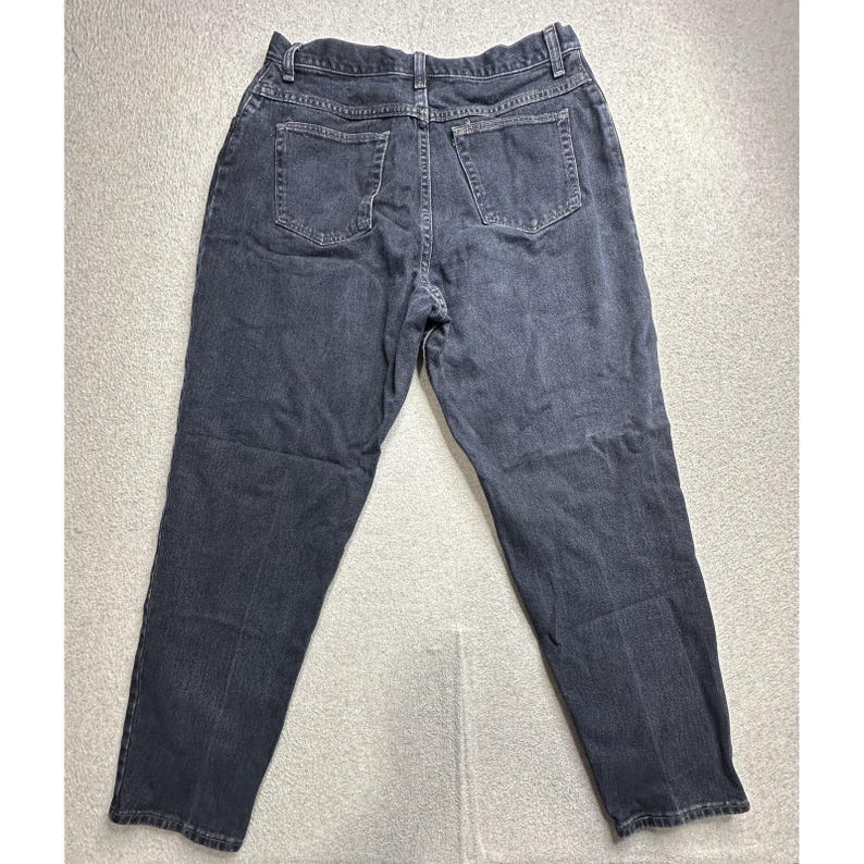 Vintage Wrangler-jeans dames 16 x 30 zwarte hoge taille taps toelopende denim gemaakt VS 90s afbeelding 1