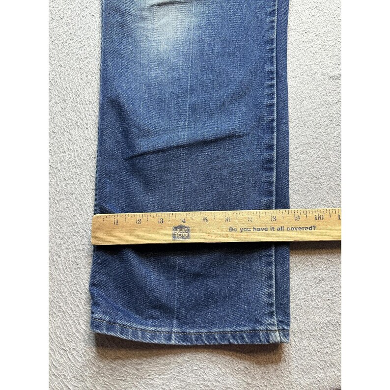 Vintage Wrangler Jeans Herr 37x27 Blå Denim Raka Ben Mellantvätt 70-80-tal bild 4