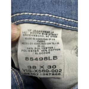 VTG Wrangler Jeans Mens 38x25 Blue Straight YKK Zip Classic Denim Pants Durable image 2