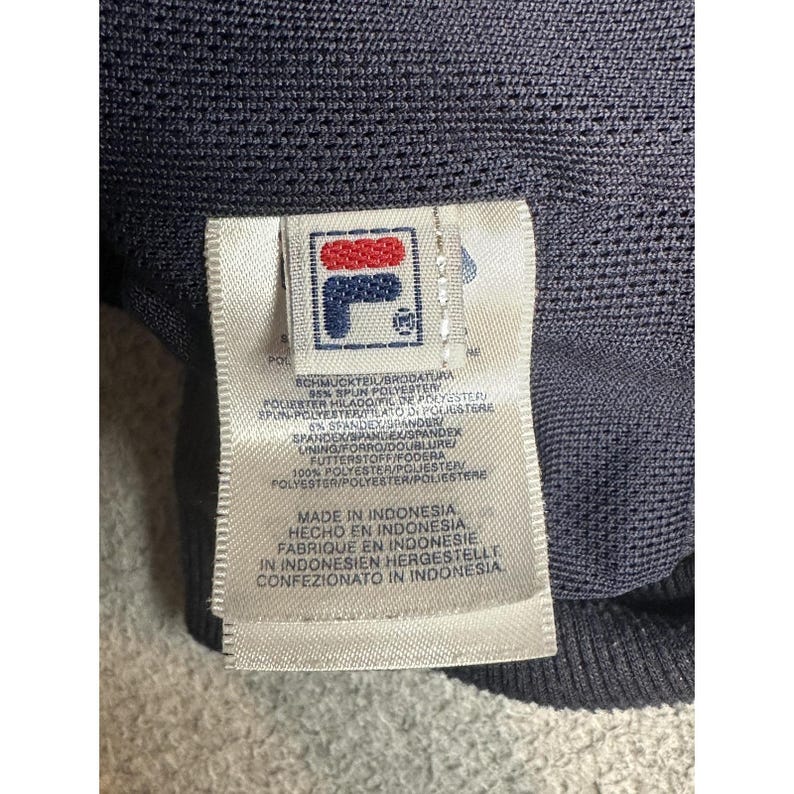 Giacca a vento vintage Fila da uomo, blu, con mezza zip, foderata, stile sportivo immagine 3