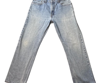Jeans vintage Levi's 505 da uomo, taglia 34x30 (33x28), lavaggio chiaro, gamba dritta, denim, anno 2000.