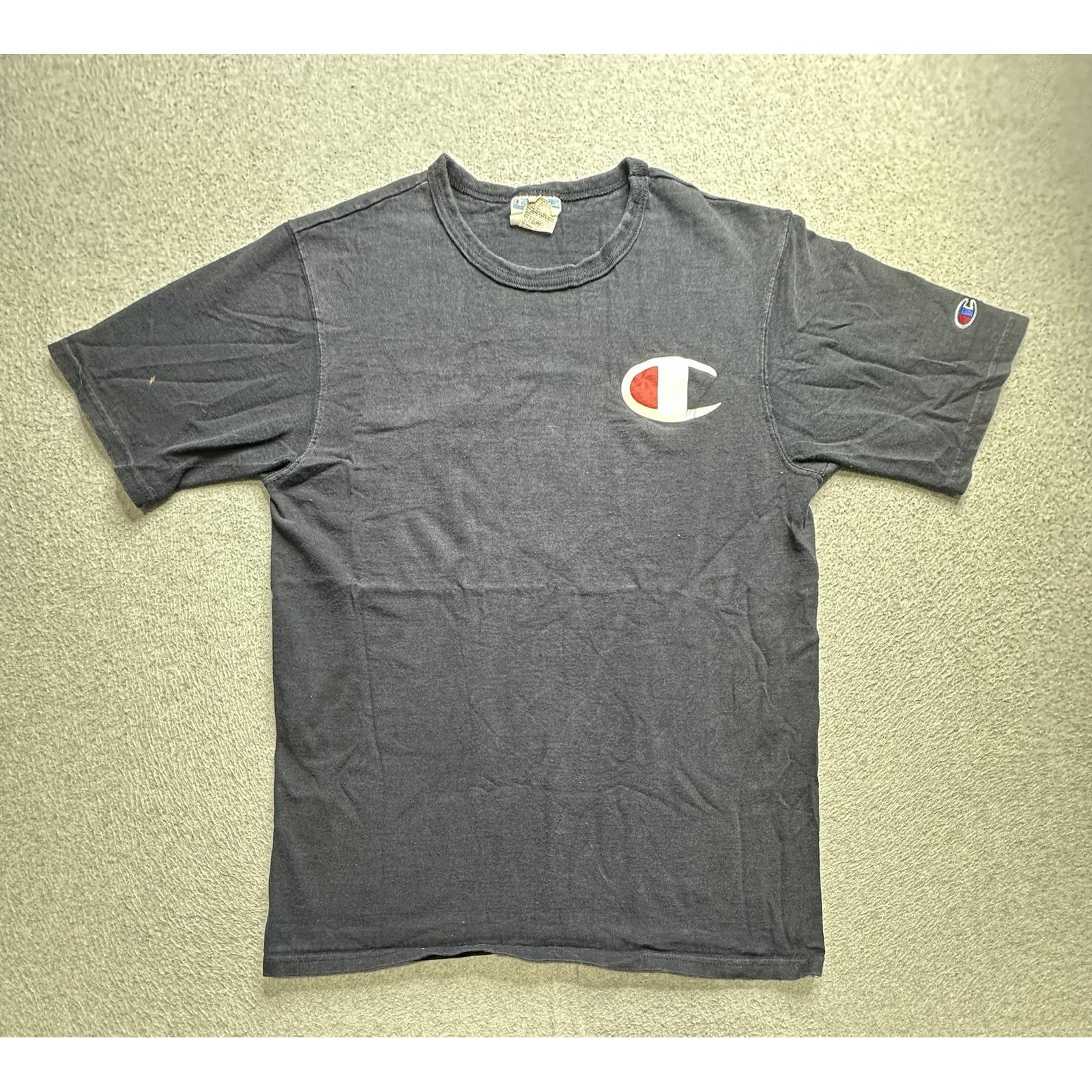 Champion Shirt Mens Medium Black Big C Logo Vintage Tag Crewneck 