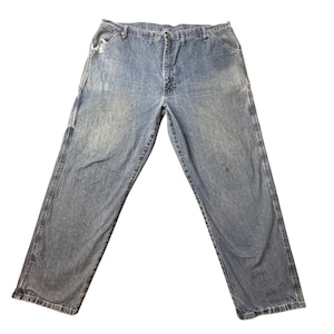 Vintage Wrangler Carpenter Jeans Mens 46x32 Blue Light Wash Relaxed Fit Workwear image 1