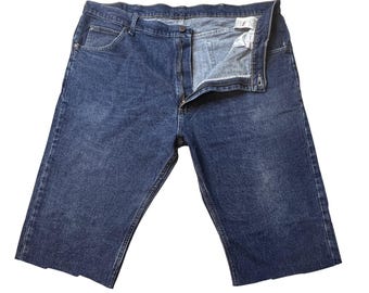 Wrangler Denim Shorts Mens 40 Blue Cut Off Raw Hem Stretch 5-Pocket Casual