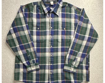 Vintage Windridge Shirt Mens 2XL Tall Plaid Flannel Button Up Korea 90s