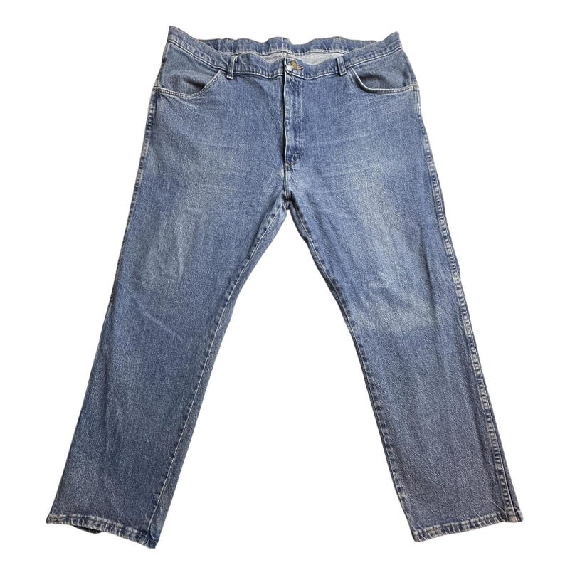 VTG Wrangler 85900LW Relaxed Straight Jeans Herren 40x27 Medium Wash Blue Denim Bild 2