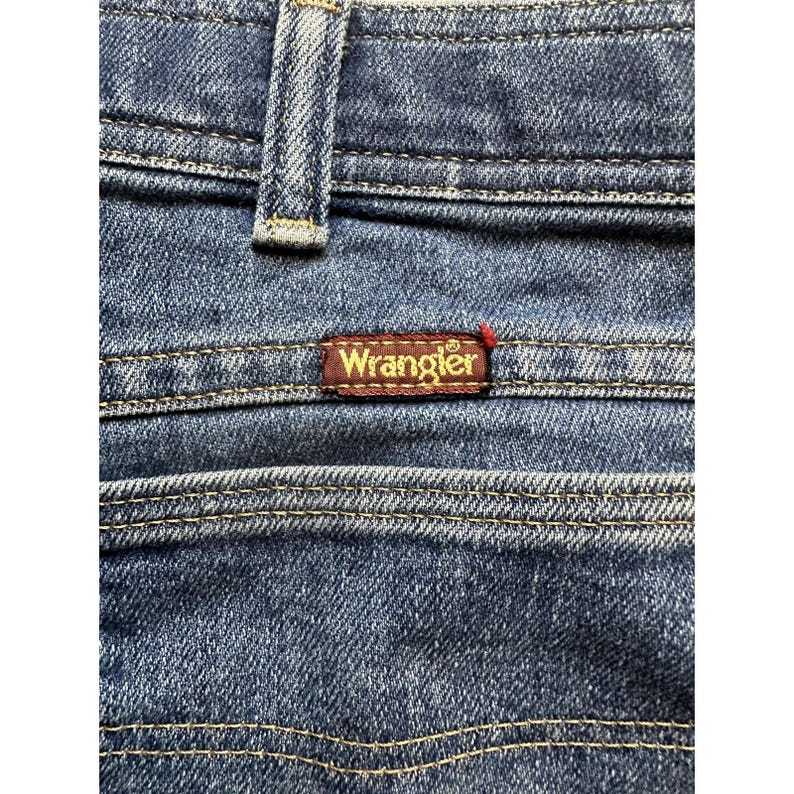 Vintage Wrangler Jeans Herr 37x27 Blå Denim Raka Ben Mellantvätt 70-80-tal bild 10