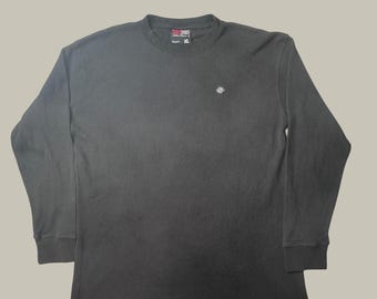 Vintage Southpole Thermal Shirt Men XL Black Waffle Knit Long Slv Logo Patch Y2K