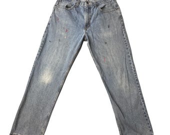 Vintage Levi's Signature Jeans Mens 33x30 Blue Relaxed Fit Paint Splatter Work