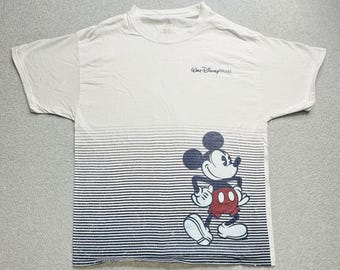 Vintage Disney Mickey Mouse Shirt Mens Large Striped Walt Disney World 90s Tee