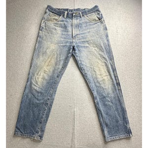 VTG Wrangler Rugged Wear Jeans Mens 34x30 Blue Denim Workwear Straight 35100MN image 4