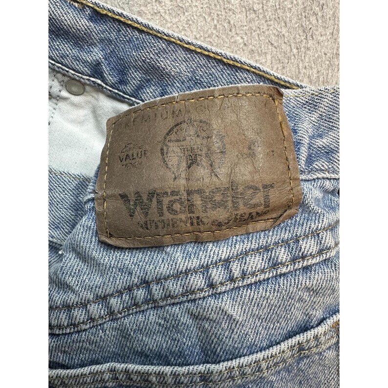 Vaqueros holgados vintage Wrangler 96501SL para hombre, 36 x 30, lavado claro, azul, EE. UU., años 90 imagen 13
