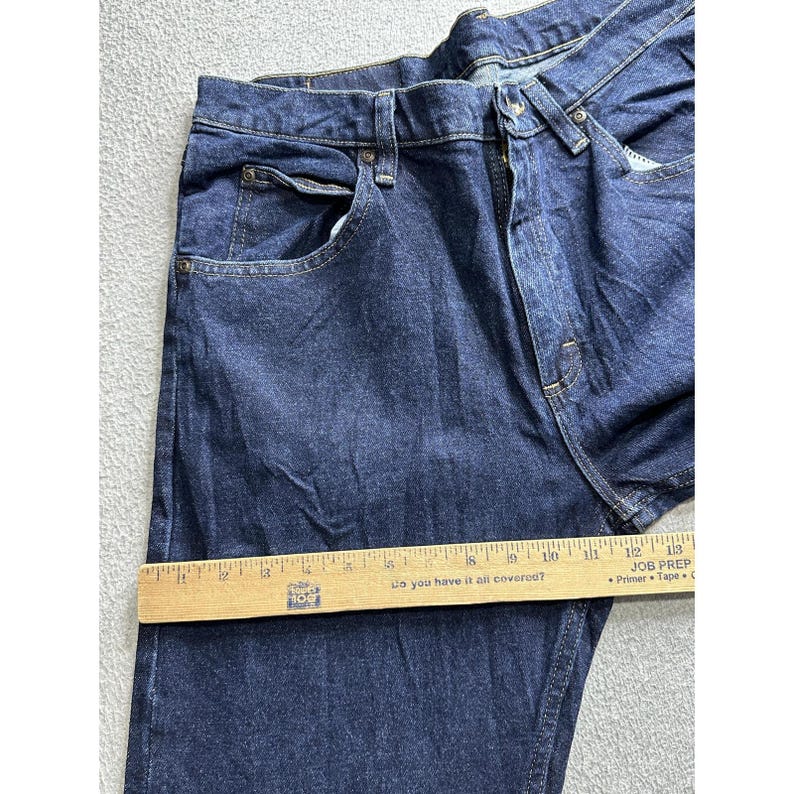 Jeansy Wrangler Jeans męskie 32x30 niebieskie jeansy proste nogawki 5 kieszeni zamek błyskawiczny klasyczny zdjęcie 8