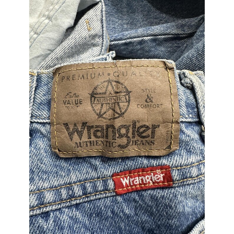 Vintage Wrangler Jeans Mens 38x25 Blue Denim Authentic Straight Leg 97601RS 90s image 7