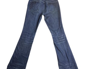 Jeans vintage Calvin Klein a vita bassa e svasata da donna, modello 2, lavaggio medio blu, in denim Y2K