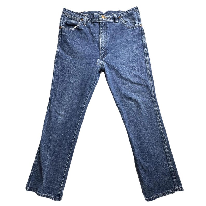 VTG Wrangler Jeans Mens 36x30 (35x28) Blue 937STR Straight Leg Denim Western image 2
