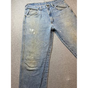 Vintage Wrangler Mens Jeans 34x30 (32x29) Light Wash Denim Relaxed Fit Made USA image 10