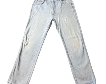 Vintage Wrangler Jeans Mens 34x30 (33x28) Light Wash Straight Leg Denim 90s USA