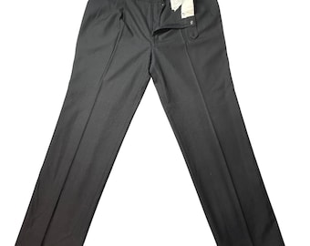 Vintage Dress Pants Mens 40x33 Black Double Pleated Straight Formal Trousers