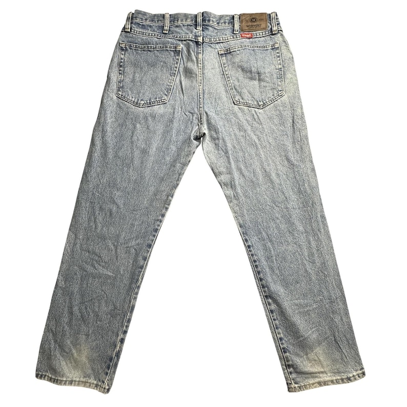 VTG Wrangler Jeans Mens 34x29 Blue Light Wash Denim 06501DS Straight Leg Zip Fly image 1
