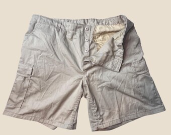 Vintage Schwarzman Export Cargo Shorts Mens XL Trousers Combat Khaki Made in USA