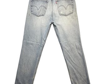 VTG Levis 516 Jeans Mens 40x34 (37x33) Light Wash Slim Fit Distressed Paint 90s