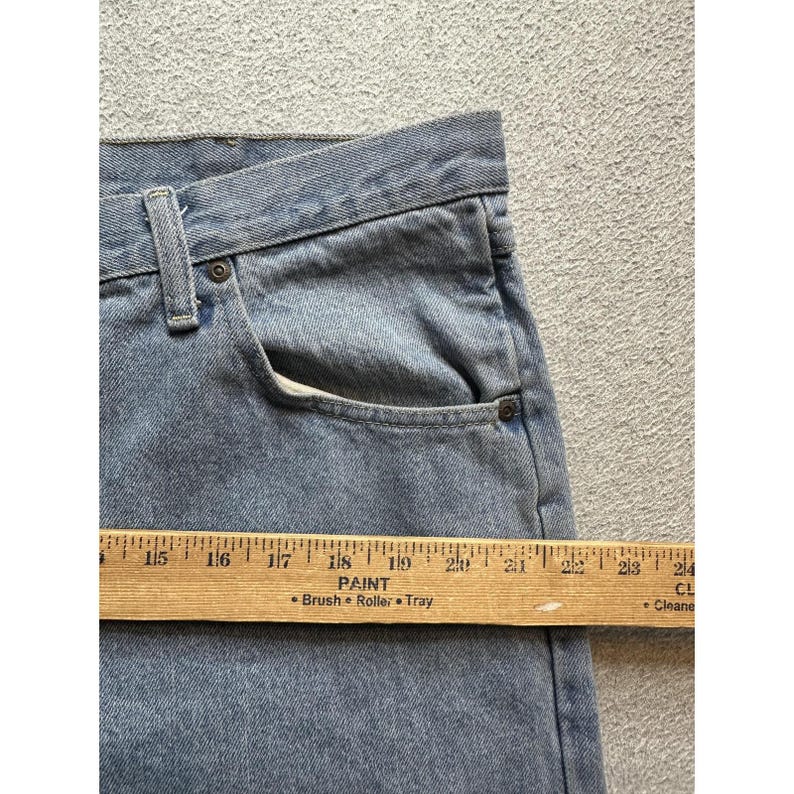 Wrangler Jeans Mens 38x34 (37x32) Light Wash Blue Straight Leg Denim Comfort image 7
