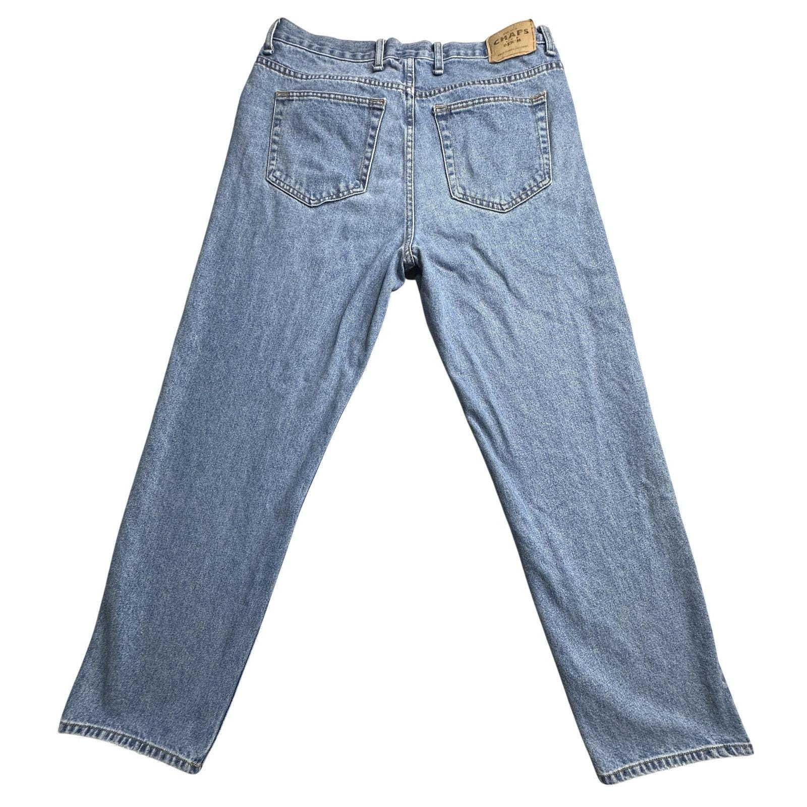 VTG Chaps Denim Jeans Mens 36x32 Blue Classic Fit Straight Leg Zip 