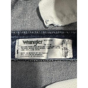 VTG Wrangler Jeans Mens 36x30 (35x28) Blue 937STR Straight Leg Denim Western image 3