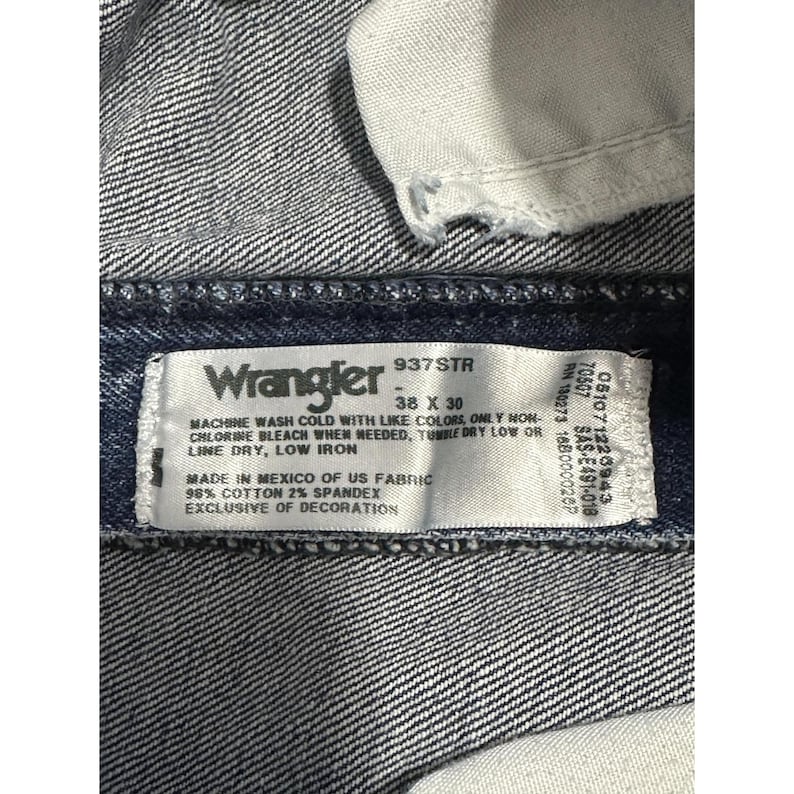 VTG Wrangler Jeans Mens 36x30 (35x28) Blue 937STR Straight Leg Denim Western image 3