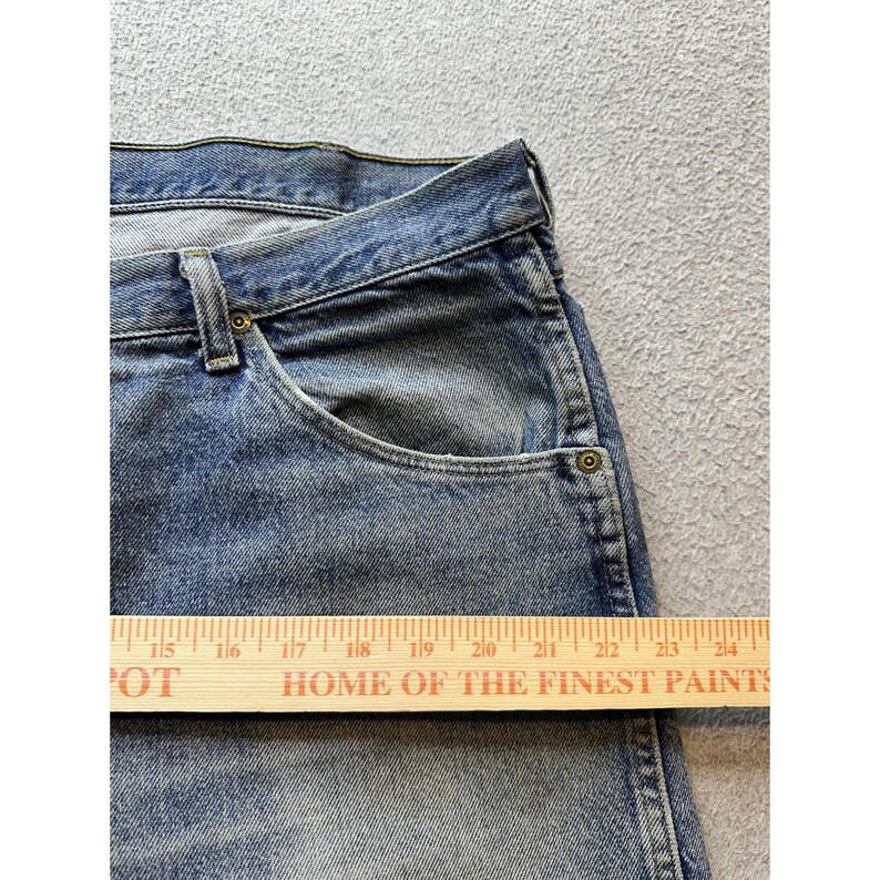 VTG Wrangler Jeans Mens 36X30 Blue Denim Straight Leg Distressed Workwear YKK image 11