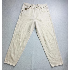 VTG Wrangler Jeans Mens 30x29 Beige Khaki 5 Pocket Denim Authentic Workwear USA image 4