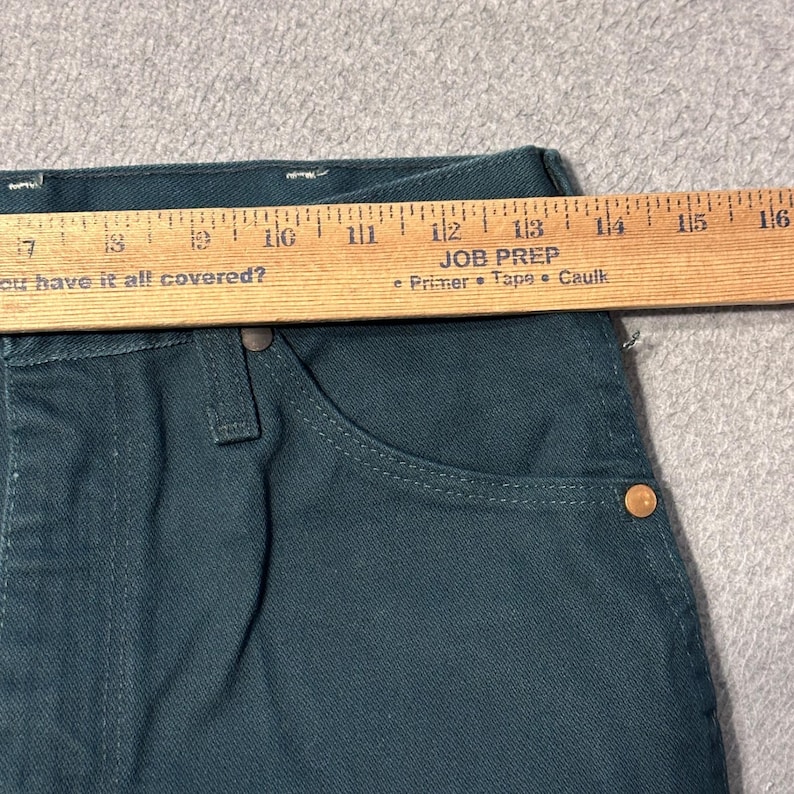Vintage Wrangler-jeans heren 29 x 32 (27 x 30) groen cowboy-snit slim-fit 936CGN denim afbeelding 5
