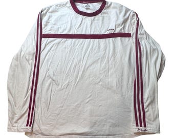 Vintage Adidas Shirt Mens 2XL White Adi Dassler 3-Stripe Crew Neck Y2K 551962
