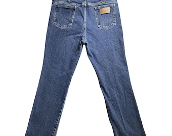 Calça jeans vintage Wrangler masculina 36x30 (35x28) azul 937STR, corte reto, estilo western.
