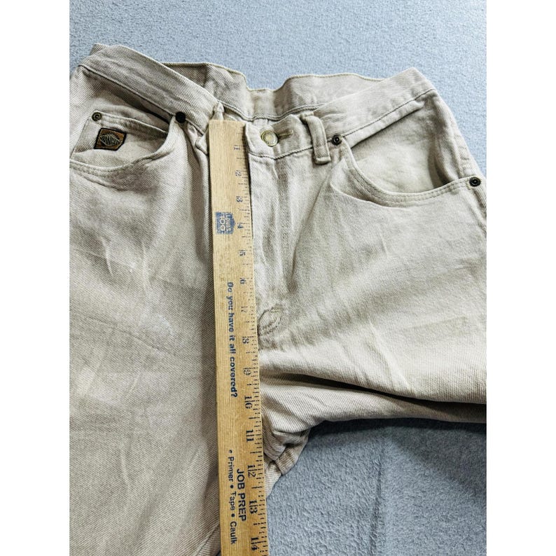 VTG Wrangler Jeans Mens 30x29 Beige Khaki 5 Pocket Denim Authentic Workwear USA image 7