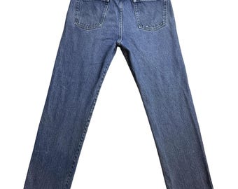 Wrangler 96501MR Regular Fit Jeans Mens 36x34 (34x32) Blue Straight Denim Casual