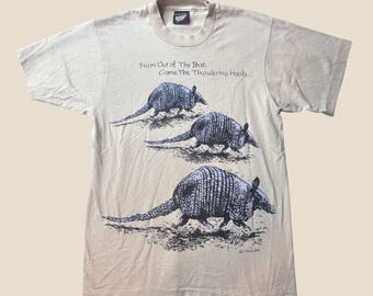 Vintage Screen Stars T-Shirt Mens M 1987 Armadillo Tan Single Stitch Art-t Shirt