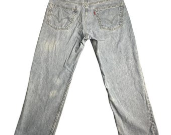 Vintage Levis 550 Relaxed Fit Jeans Mens 38x32 (35x28) Light Wash Blue Denim 90s