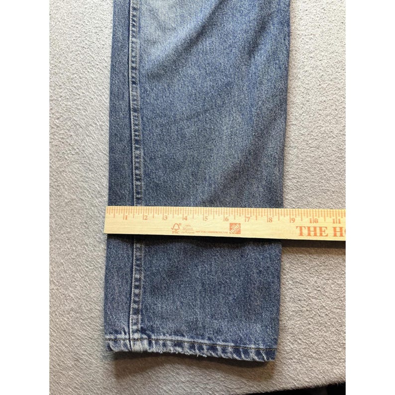 VTG Wrangler Jeans Mens 36X30 Blue Denim Straight Leg Distressed Workwear YKK image 14